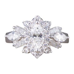 Contemporary 1.00 Carat Diamond Marquise Cluster Dress Ring in Platinum