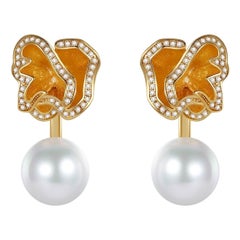Boucles d'oreilles en perles Quintessence avec panier de fleurs, blanc