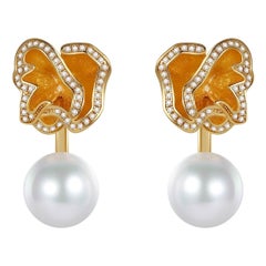 Quintessence Pearl with Flower Basket Earrings, White