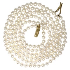 Opera Length Strand of Japanese Akoya Cultured Pearls with 14k Gold Clasp