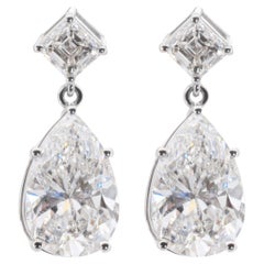 Dazzling 18k White Gold Earrings w/ 14.19 Carat Natural Diamonds GIA Certificate