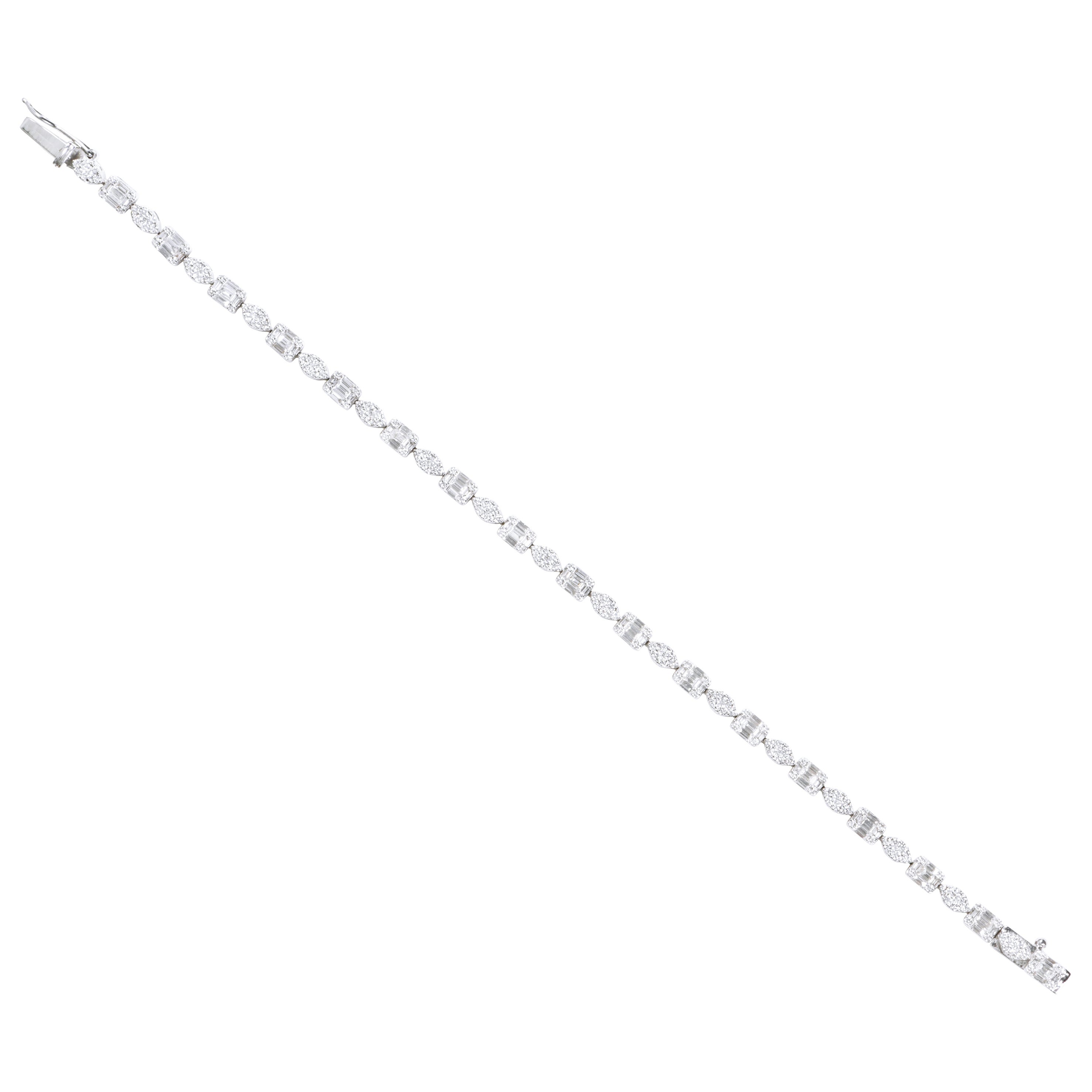 Bracciale tennis con diamanti "Invisible-Set" in oro bianco 18 carati da 2,86 carati