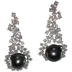 Tahitian Cultured Pearl Diamond Chandelier Earrings 6