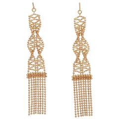 Delicate Two Color Gold Ball Chain Earrings. 11
