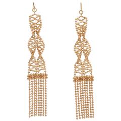 Delicate Two Color Gold Ball Chain Earrings.