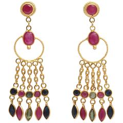 Elegant Ruby Sapphire Gold Earrings 12