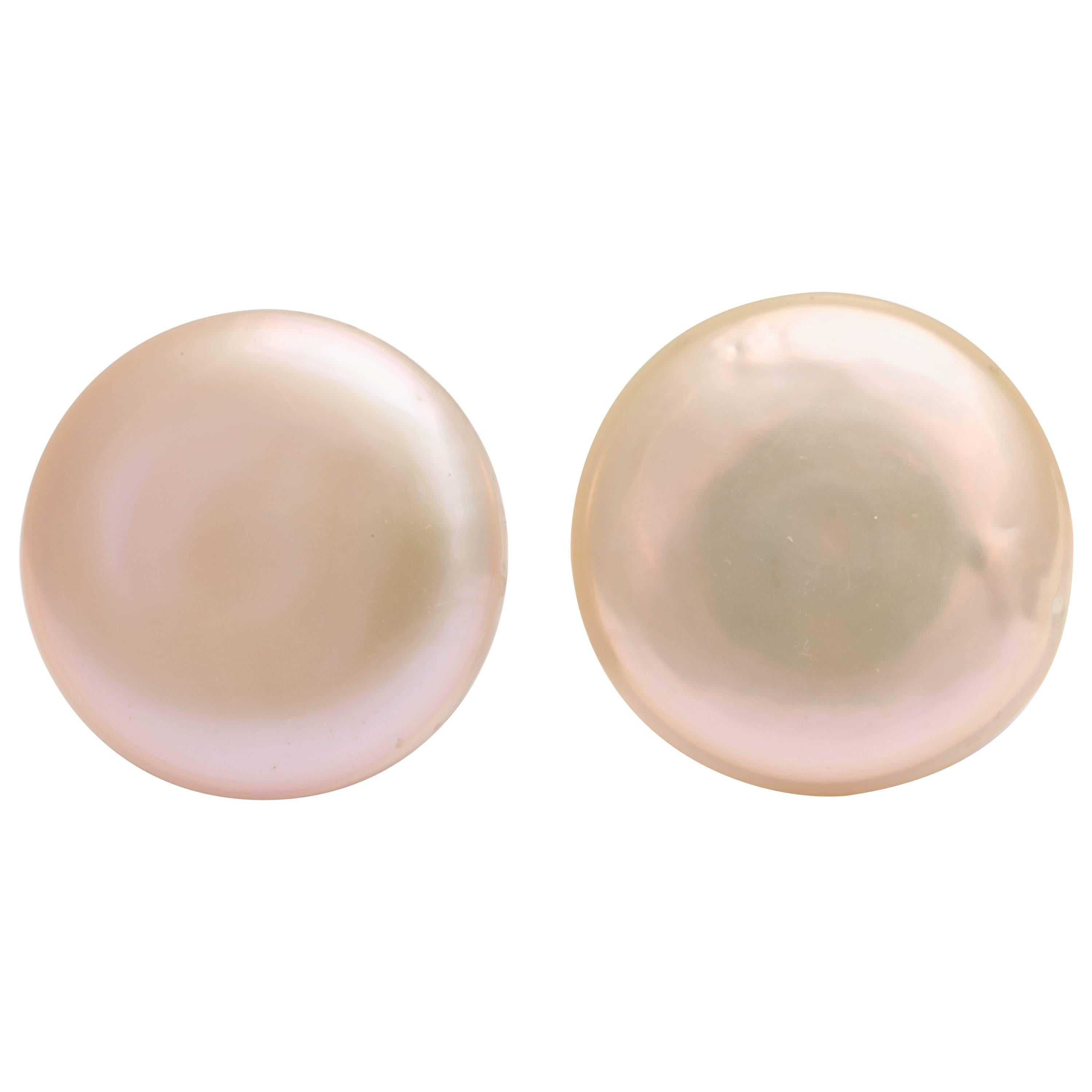 Stunning Button Pearl Clip Earrings For Sale