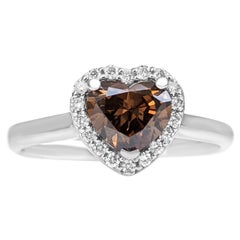 No Reserve! 1.22 Cttw Fancy Heart Diamond Halo, 14 Karat White Gold Ring