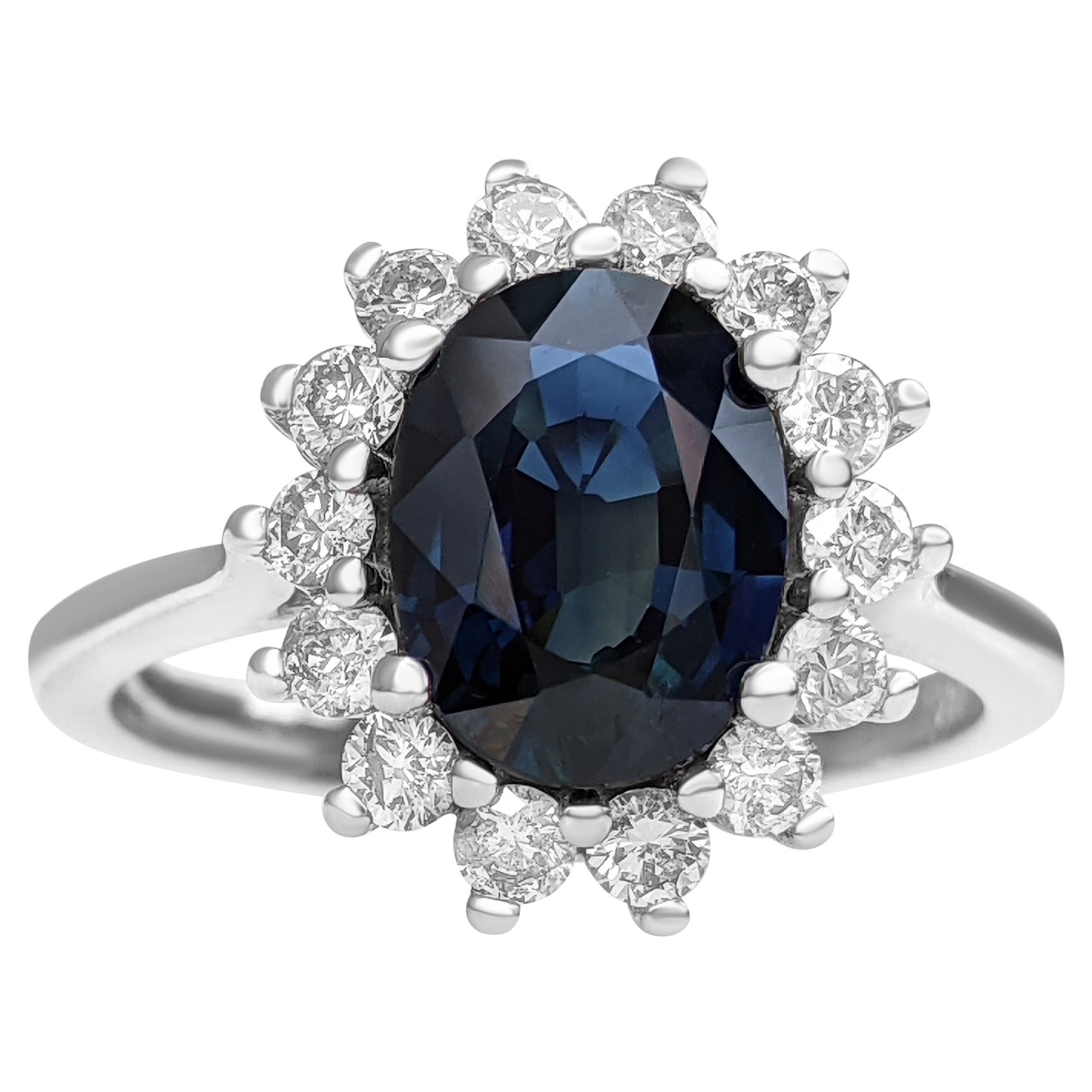 $1 No Reserve! - 1.99 Carat Sapphire and 0.50ct Diamonds, 14kt White Gold Ring