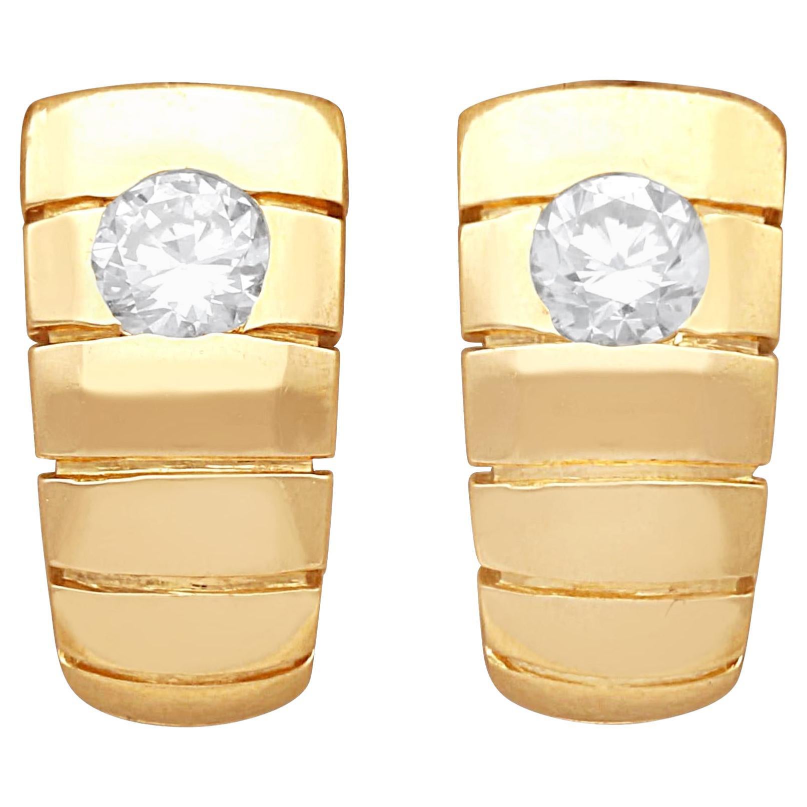 Vintage 0.40 Carat Diamond and 18k Yellow Gold Earrings, circa 1980