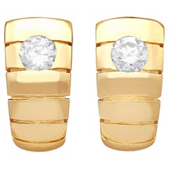 Vintage 0.40 Carat Diamond and 18k Yellow Gold Earrings, circa 1980