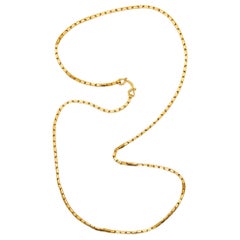 Hammered Long Necklace Chain in Solid 22kt Yellow Gold with Hooks