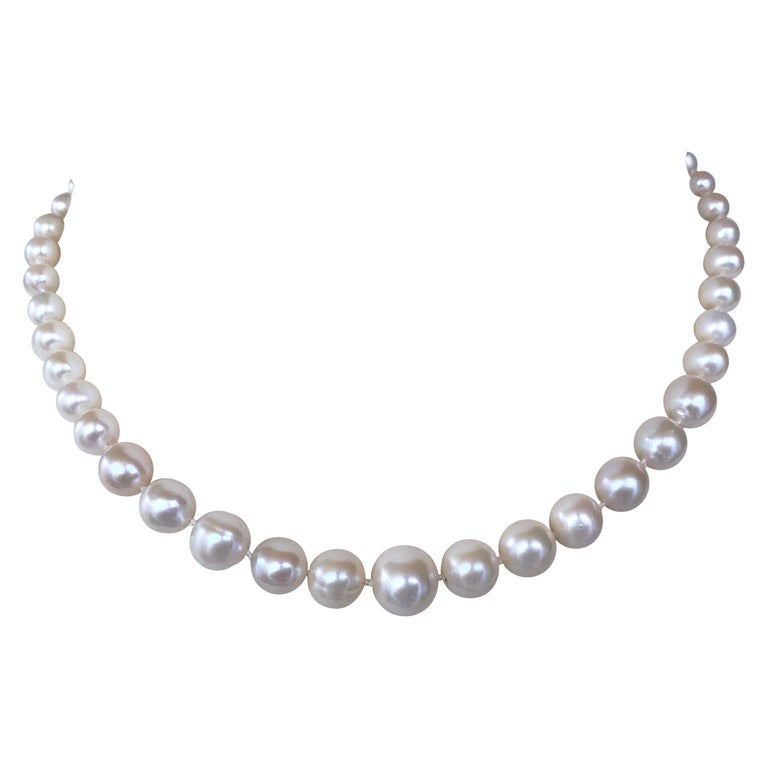 Marina J. Graduated Pearl Strung Necklace with Solid 14k Yellow Gold