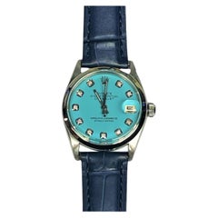 Rolex Ladies Datejust Tiffany Blue Diamond 6694 on Leather