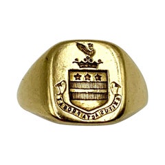 Antique Tiffany & Co. George Washington Crest Bague sigillaire en or 14 carats avec intaille