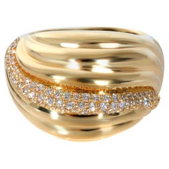 David Yurman Sculpted Cable Dome Ring in 18k Yellow Gold 0.49 CTW