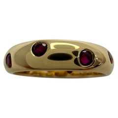 Vintage Rare Tiffany & Co. Fine Red Ruby 18k Yellow Gold Etoile Band Ring