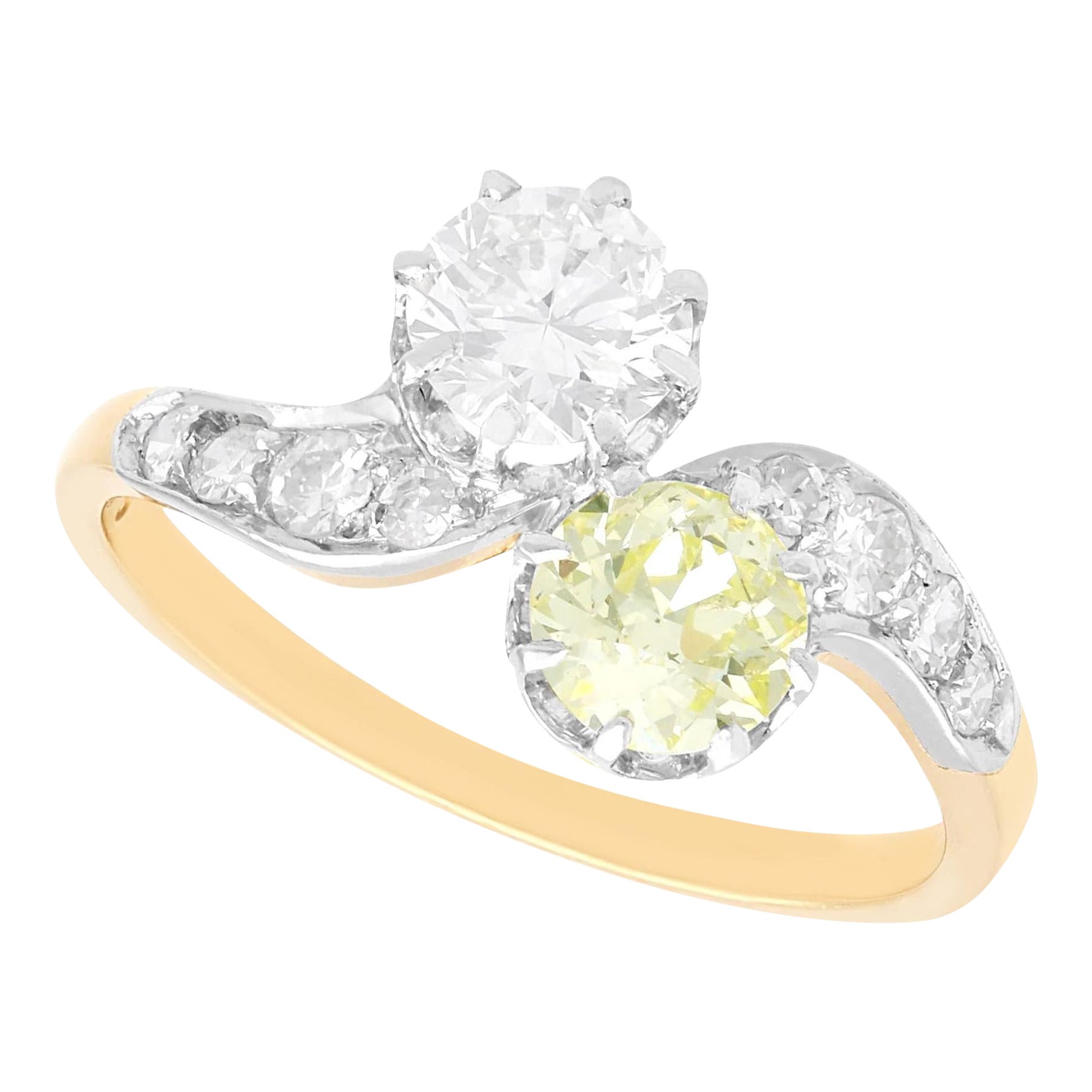 0.75 Carat Yellow Diamond Twist Ring in 18k Yellow Gold