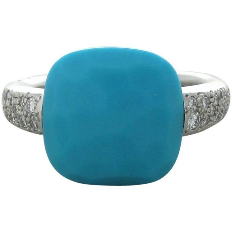 Pomellato Capri Turquoise Diamond Gold Ring For Sale at 1stdibs
