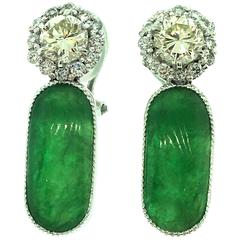 Jade Diamond Platinum Earrings 6