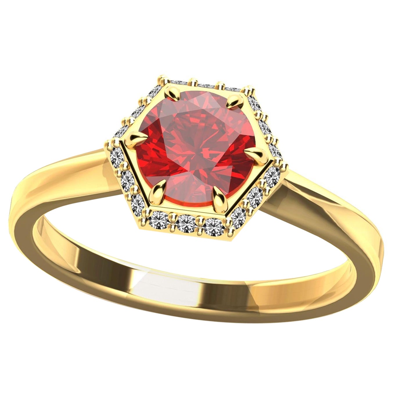 Im Angebot: 18 Karat Gelbgold Moderner Art Deco Rubin-Ring ()