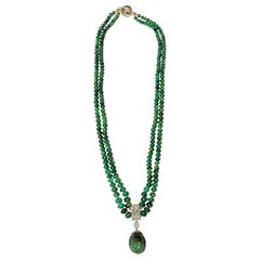 Vintage Multi Strand Emerald Bead Necklace