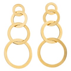 Used Futuristic 18k Gold Hoop Interlocking Earrings Handcrafted in Italy