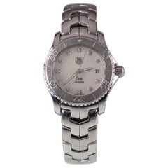 Montre Tag Heuer pour femme en acier inoxydable à maillons à quartz avec cadran en diamants MOP WJ1319