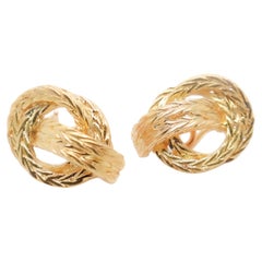 Pair of Signed Hermes 18k Gold Vendôme Earrings
