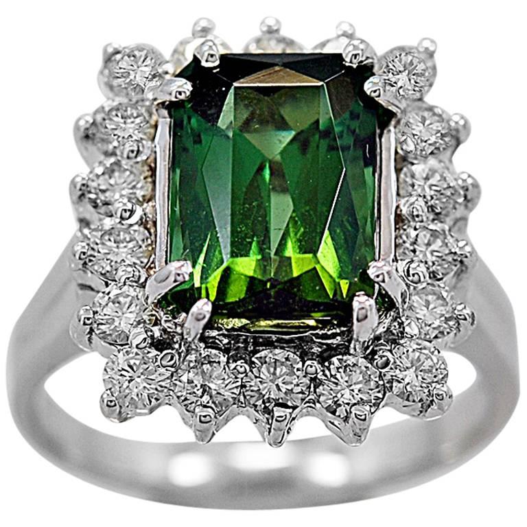 3.50 Carat Tourmaline Diamond Gold Fashion Ring