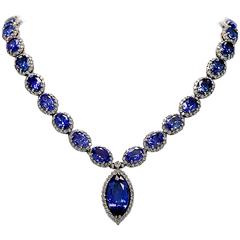 Michael Christoff 39 Carats Tanzanites Diamond Gold Necklace 9