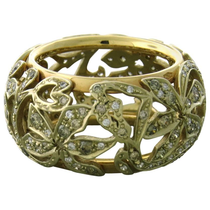 Pomellato Arabesque Diamond Gold Dome Band Ring