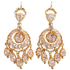 Victorian Diamond Gold Girandole Earrings