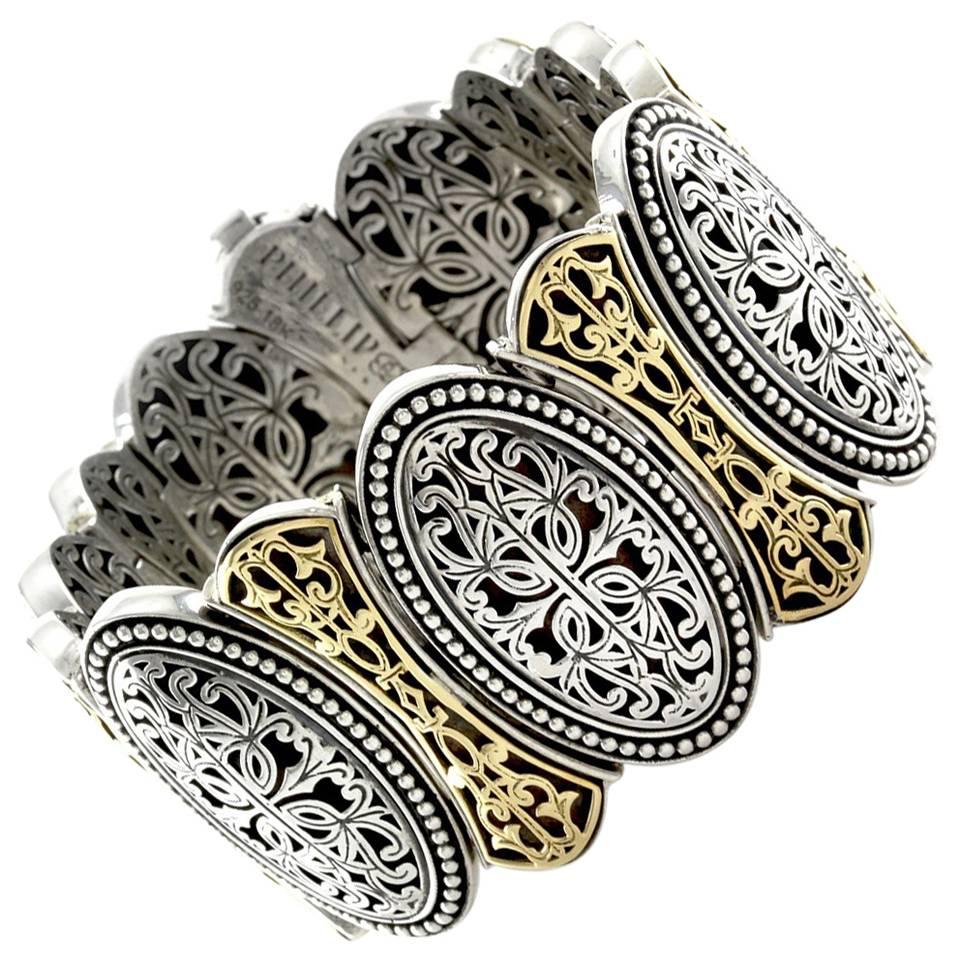 Phillip Gavriel Byzantine Collection Silver Gold Bracelet