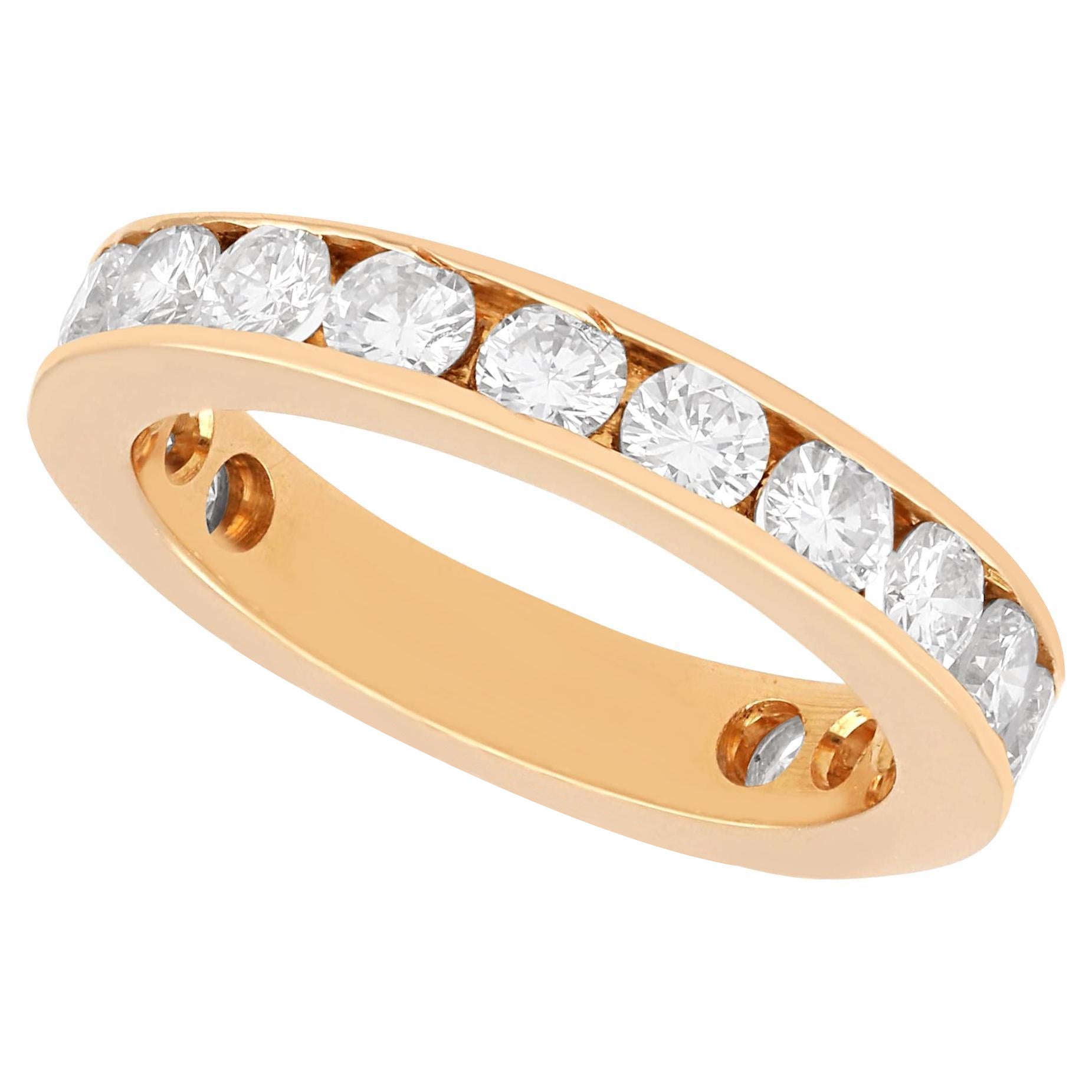 Vintage 1.76 Carat Diamond and 18k Rose Gold Three Quarter Eternity Ring For Sale
