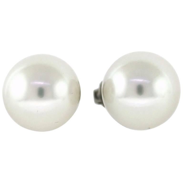 Cartier South Sea Pearl Platinum Stud Earrings