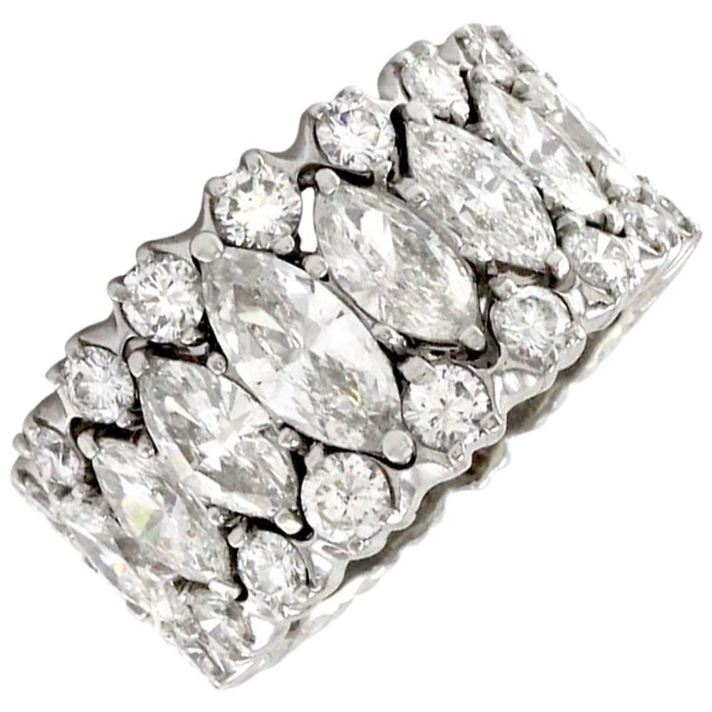 Marquise Diamond Platinum Palladium Eternity Band Ring For Sale