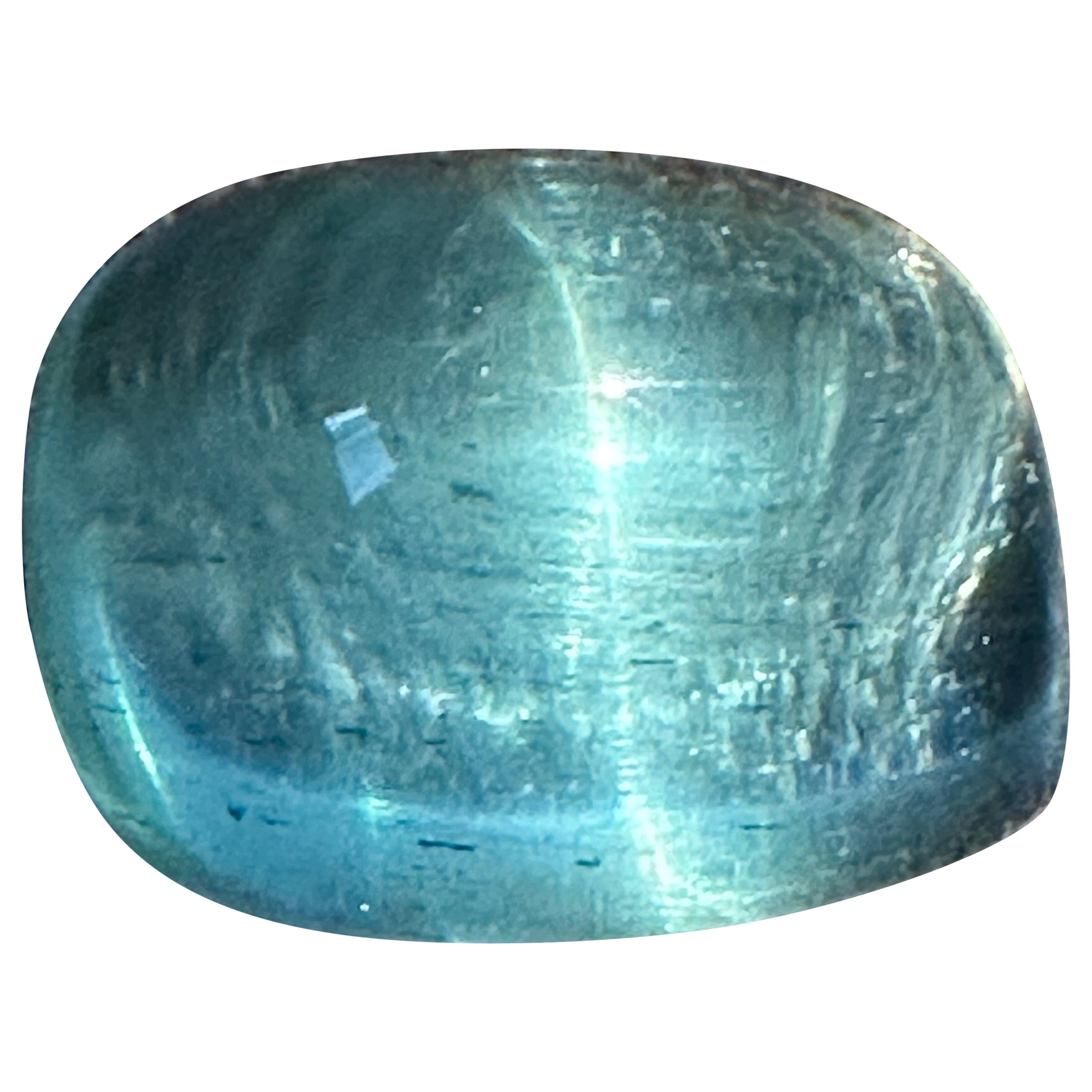 Rare Cat Eye Aquamarine Sugarloaf Cabochon Loose Gemstone for Jewelry For Sale