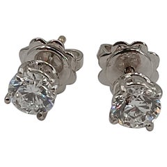1 Carat VS G Color Diamond Light Point Stud White Gold Earrings