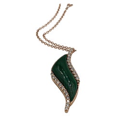 0.72 Carat VS G Diamonds on 18 Carat Rose Gold malachite  Pendant