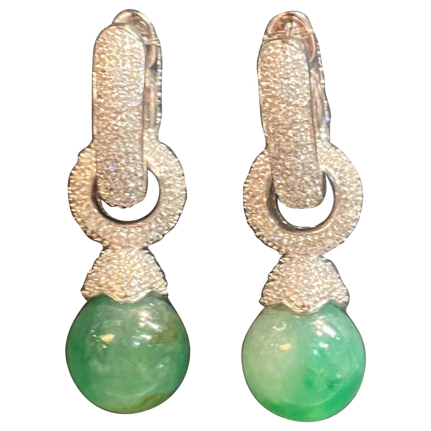 Jade & Diamond Day & Night Earrings  For Sale