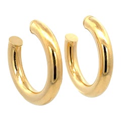 14 Karat Yellow Gold Tube Hoop Earrings 2.42 Grams