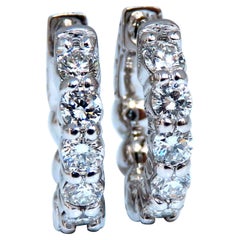 83 Karat natürlicher runder Diamant-Creolen-Ohrring 14kt 15mm mit Einzelteilen