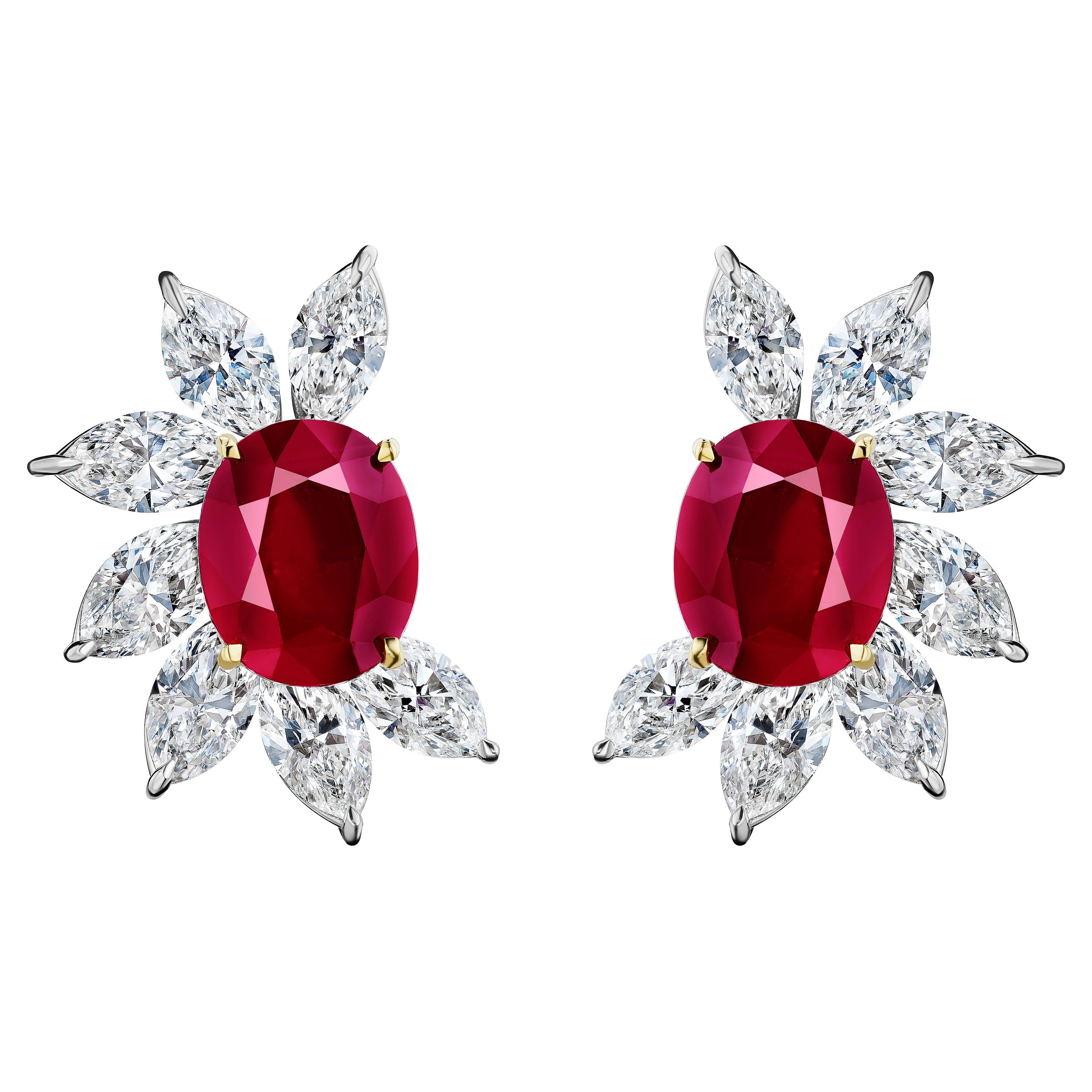 Gia Certified Ruby and Marquise Diamond Earrings For Sale