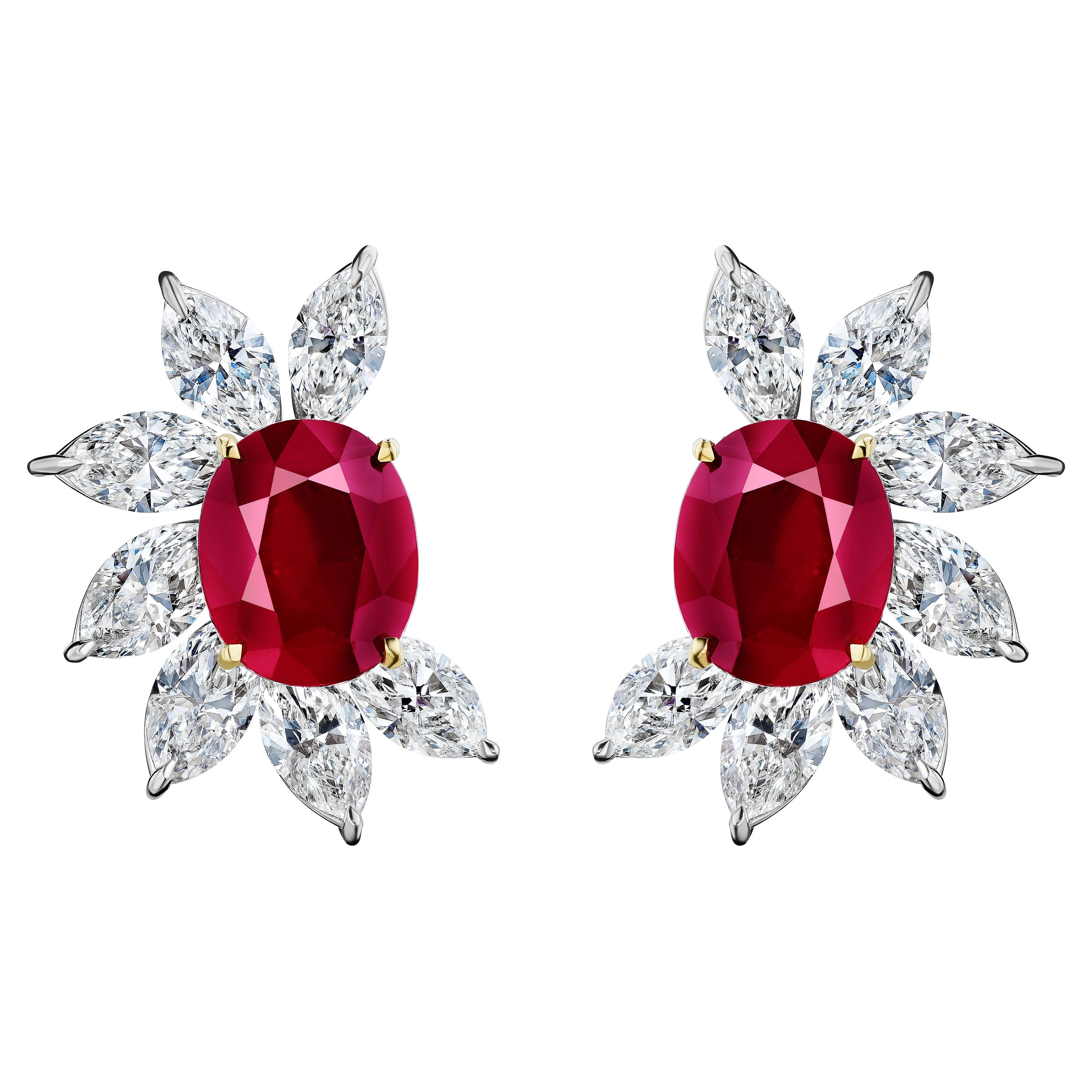 Gia Certified Ruby and Marquise Diamond Earrings