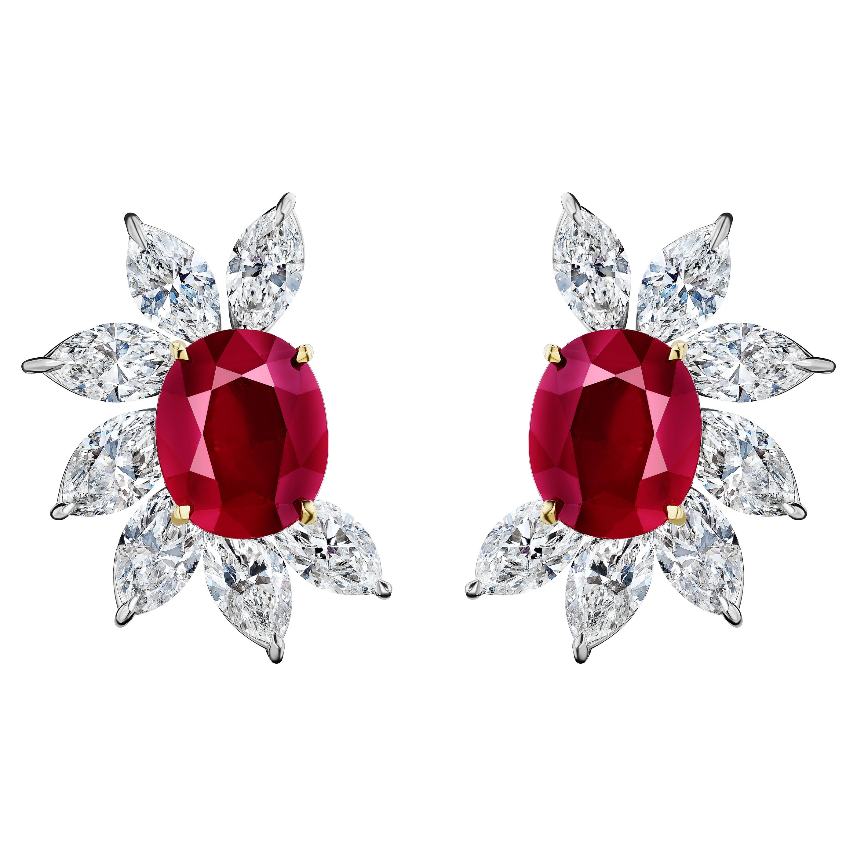 Gia Certified Ruby and Marquise Diamond Earrings