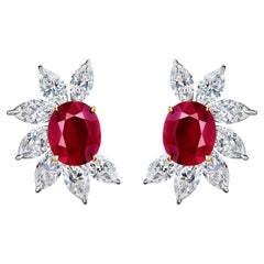 Gia Certified Ruby and Marquise Diamond Earrings