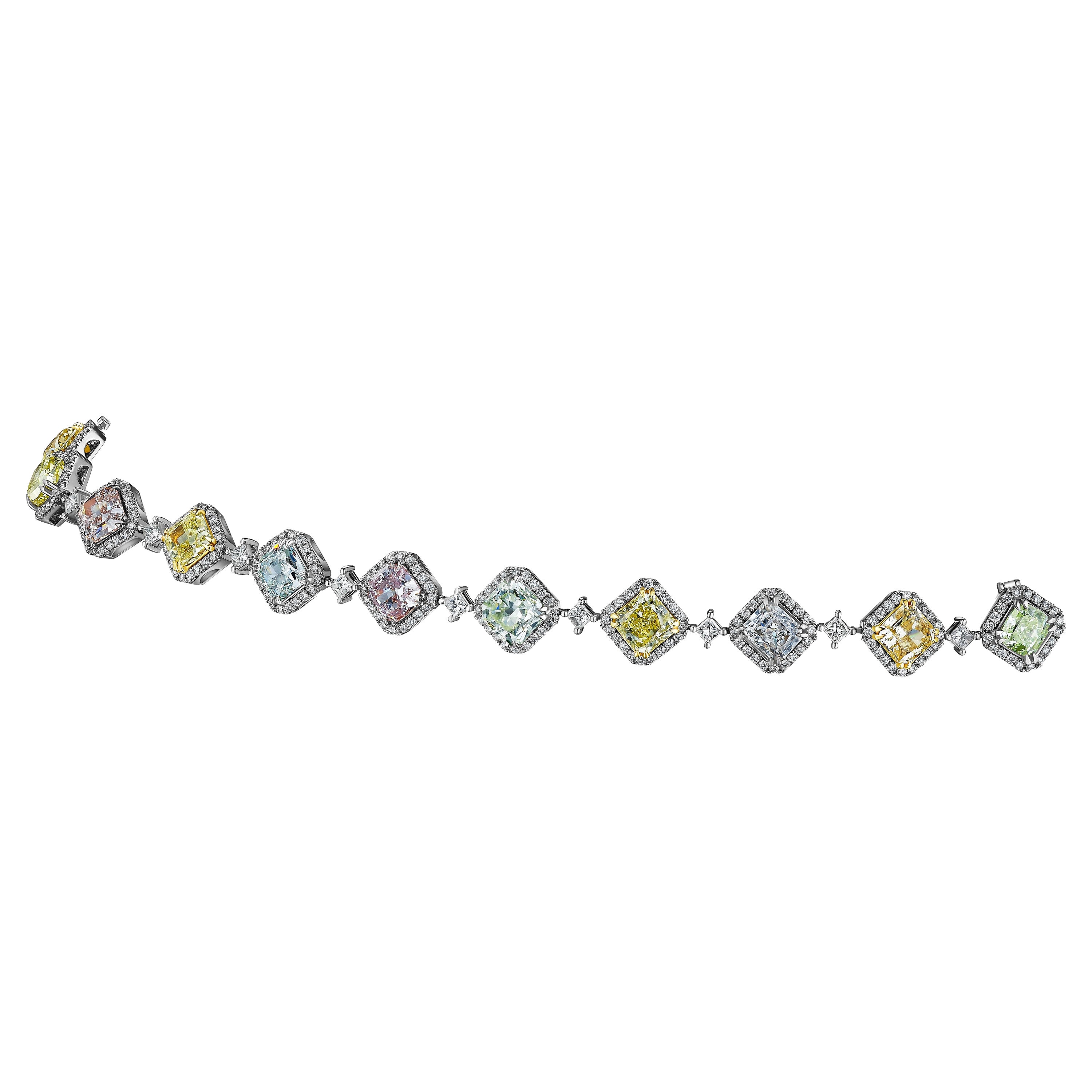 Bracelet en diamants multicolores certifiés GIA