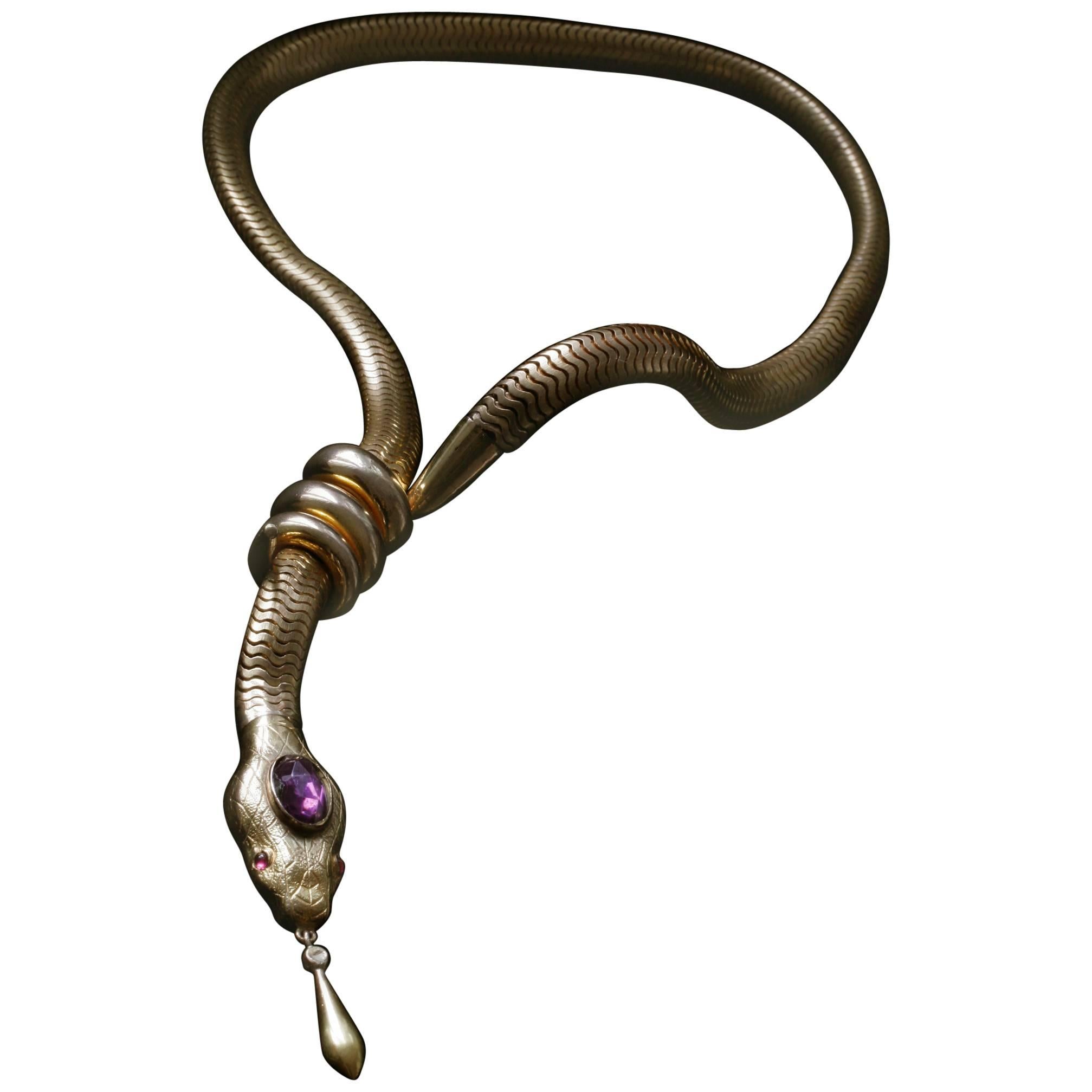 Victorian Flexible Serpent Necklace For Sale