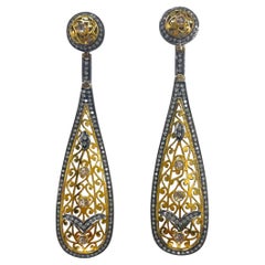 Boucles d'oreilles Paradizia Art déco avec pavés et diamants taillés en rose